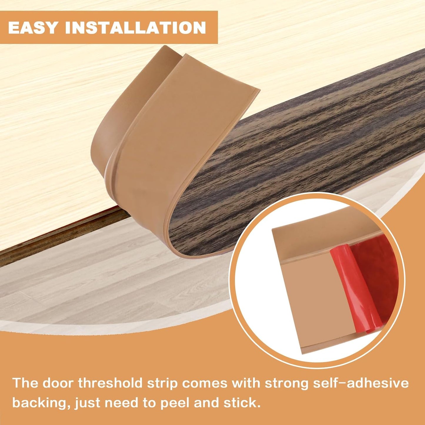 Vinyl Door Threshold Flooring Transition Strip Self Adhesive Carpet Edging Strip for Laminate Doorway Edge Threshold from 1/5" to 2/5" (Grayish Brown Wood Grain, 10 Ft)