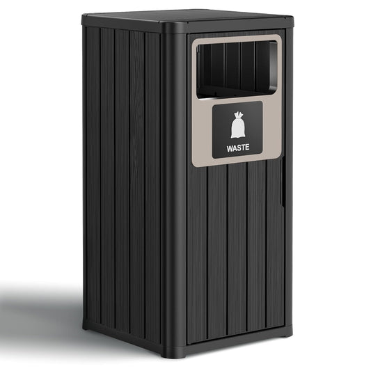 22 Gallon Outdoor Trash Can Waterproof Resin Patio Garbage Can for Outdoor Trash Bin for Patio, Garden,Black