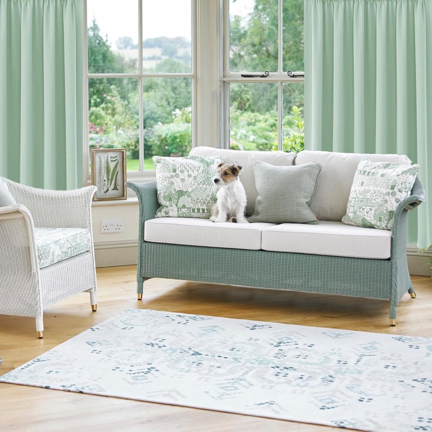 DWCN Blackout Curtains Room Darkening Thermal Insulated Bedroom Curtains Window Curtain Panels, 38 x 45 inches Long, Set of 2 Light Green Rod Pocket Drapes