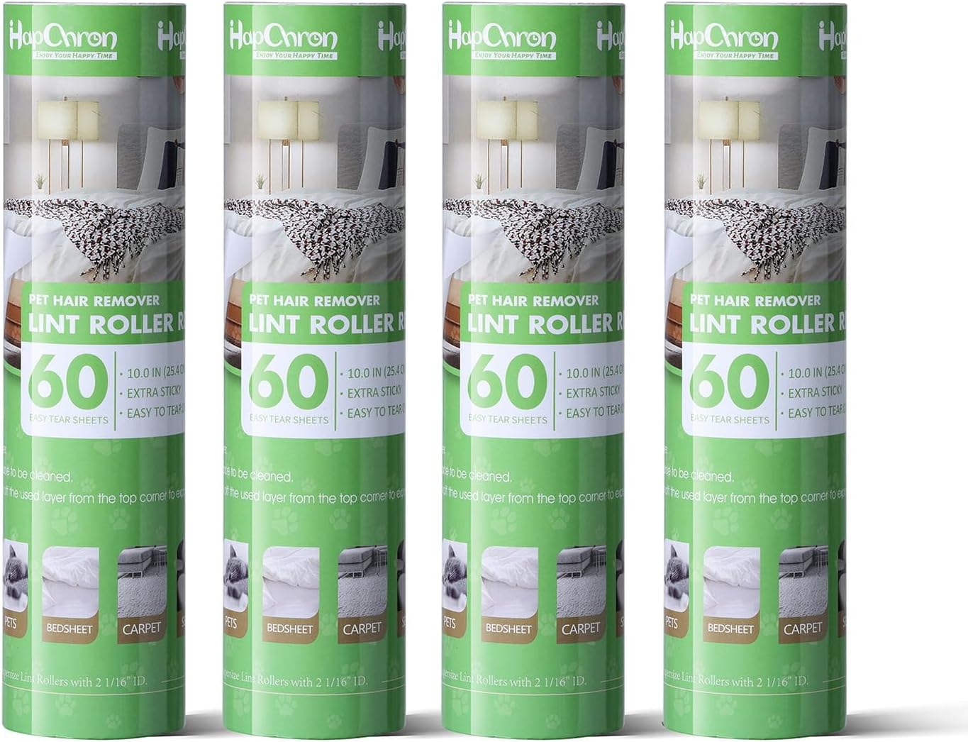 10 inch Mega Lint Roller Refills for Evercare Pet Mega Lint Roller and Leo Cleaning Roller, Fits Most 10" Supersize Lint Rollers with 2 1/16" ID, Total 240 Easy Tear Sheets (Pack of 4)