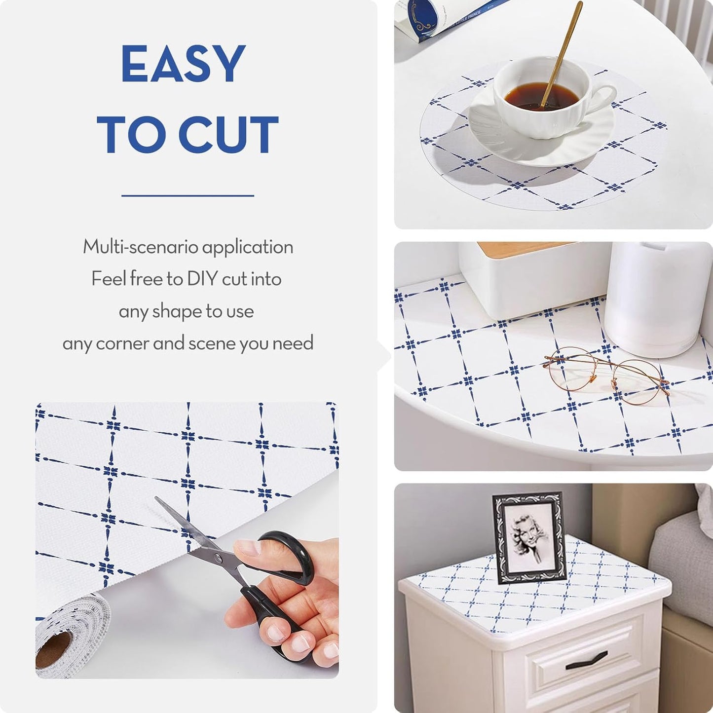 Drawer Shelf and Cabinet Liner, Thick Strong Grip,Shelf Liners Non-Adhesive Liners Protect Kitchen Cabinets and Cupboard, Bathroom Drawers,Under Sink Mat, 12" x10', Blue Stripe