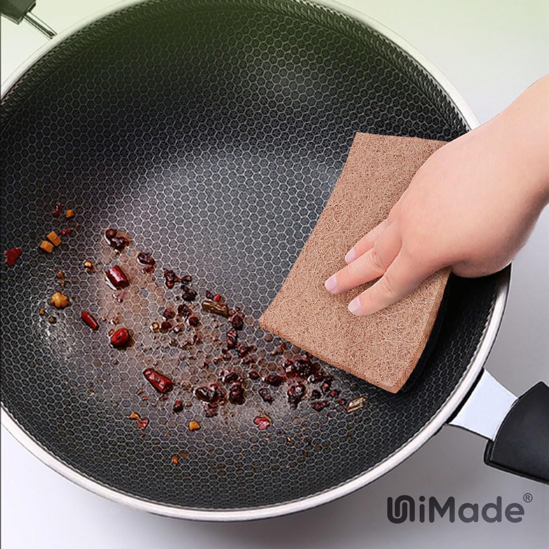 Natural Sisal Non-Scratch Scouring Pads, 96Pcs Plant Based Household Scour Pads for Kitchen, Garage and Outdoors, Cellulose Multipurpose Scrubbies for Cleaning