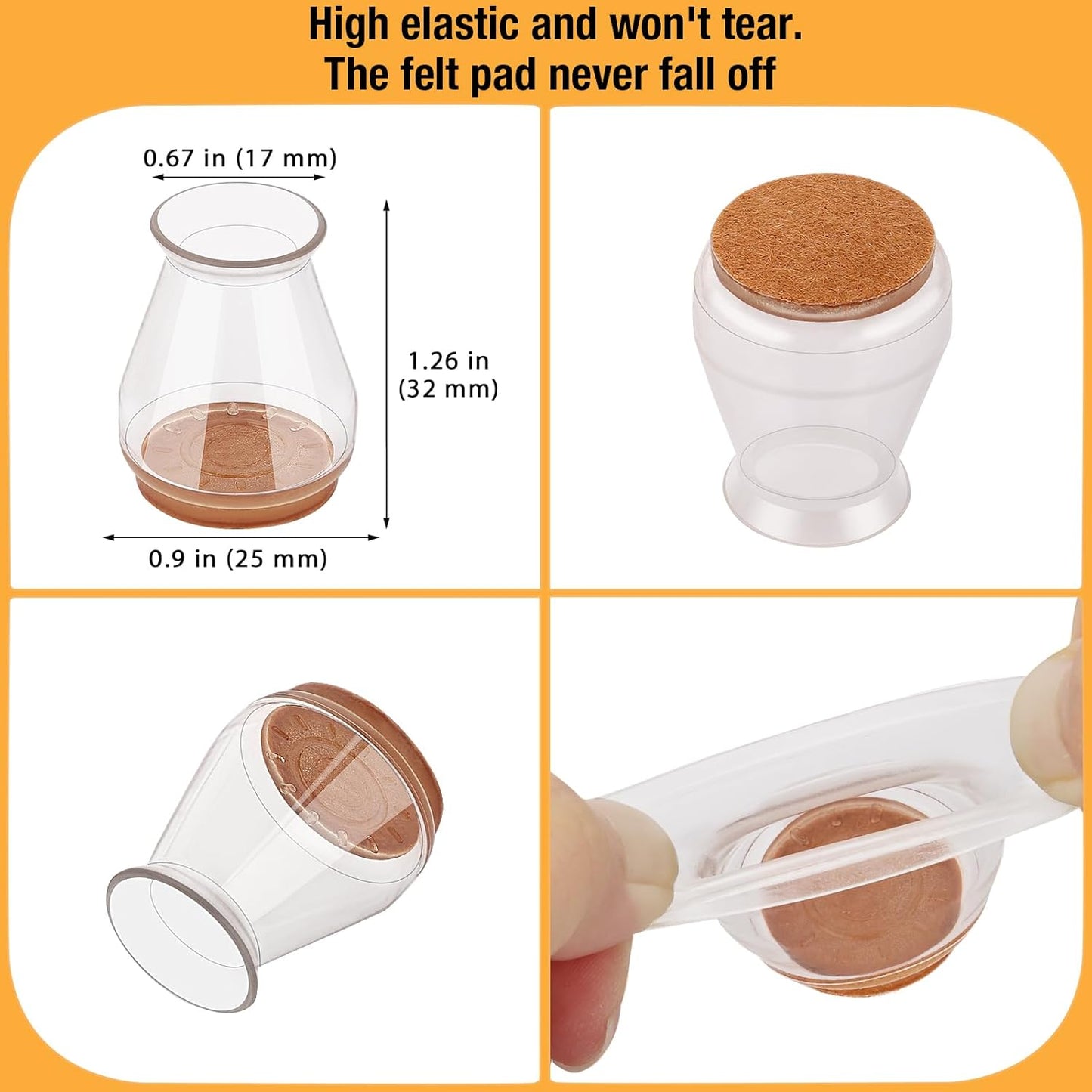 32 Pcs Extra Small Chair Leg Floor Protectors, Silicone Chair Leg Protectors for Hardwood Floors, High Elastic Chair Leg Caps, Chair Leg Covers Protect Wooden Floors from Scratching, Thick, Won't Tear