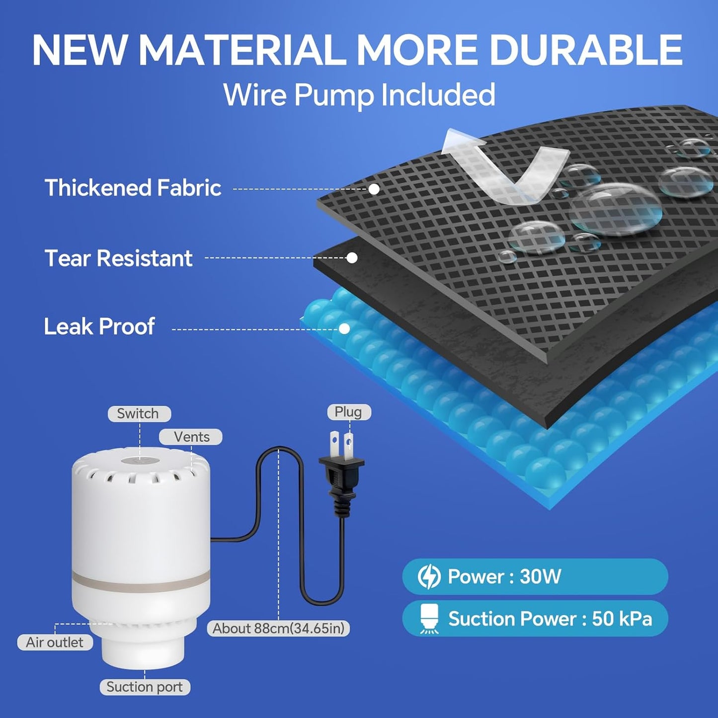 5 Jumbo + 5 Large Tear-Proof Vacuum Storage Bags with Pump, Oxford Fabric Reusable Space Saver Vacuum Storage Bags for Travel, Clothing, Luggage, Packing, Blankets, Quilt