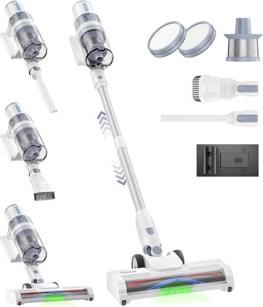 Cordless Vacuum Cleaner, 45KPA Stick Vacuum Cleaners for Home, 6-in-1 Rechargeable Lightweight Vacuum, Up to 35Mins Runtime, with Powerful Suction for Carpets, Pet Hair, Hardwood Floors