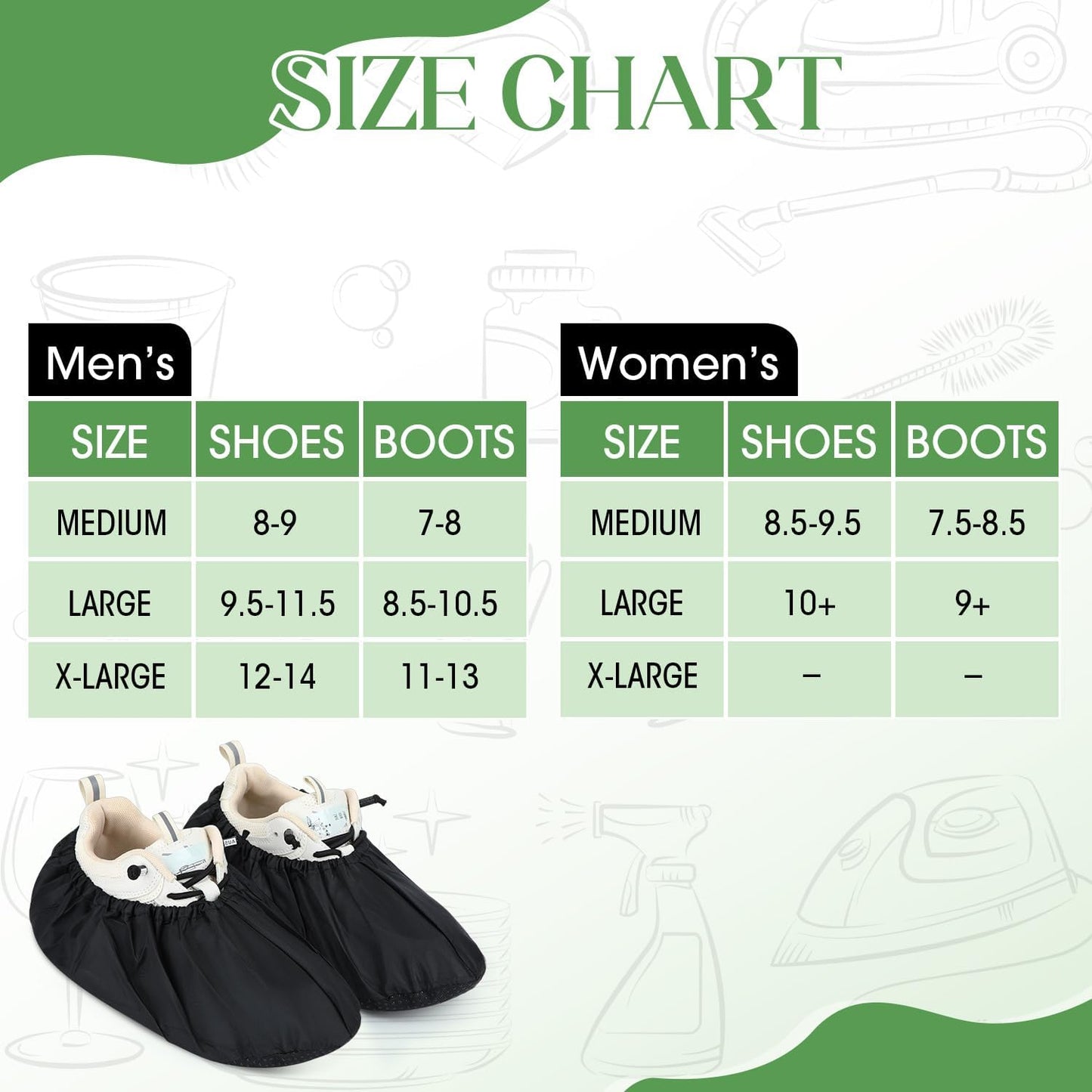 Frienda 8 Pairs Non Slip Reusable Shoe Covers Waterproof Boot Covers for Household Carpet Floor Protection Machine Washable (Medium)