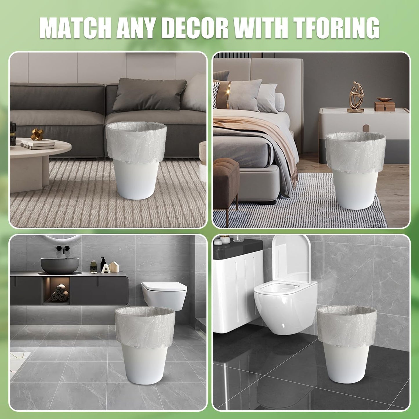 13 Gallon Tall Kitchen Trash Bags - 110 Count Clear Plastic Garbage Bags Unscented Trash Can Liners Strong Waste Basket Bags 49.2 Liter for Home and Office Bins