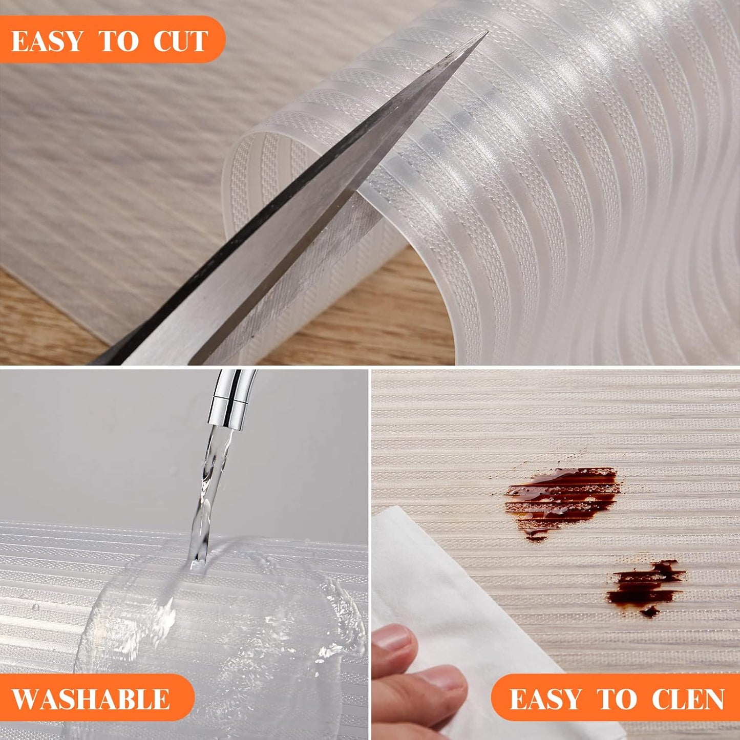 17.5 Inches x 20 Ft Refrigerator Liners Shelf Liner, Fridge Liners Non Slip Washable, Drawer Liners Non Adhesive Waterproof, Durable Fridge Mats for Glass Shelves, Cupboard, Pantry, Clear