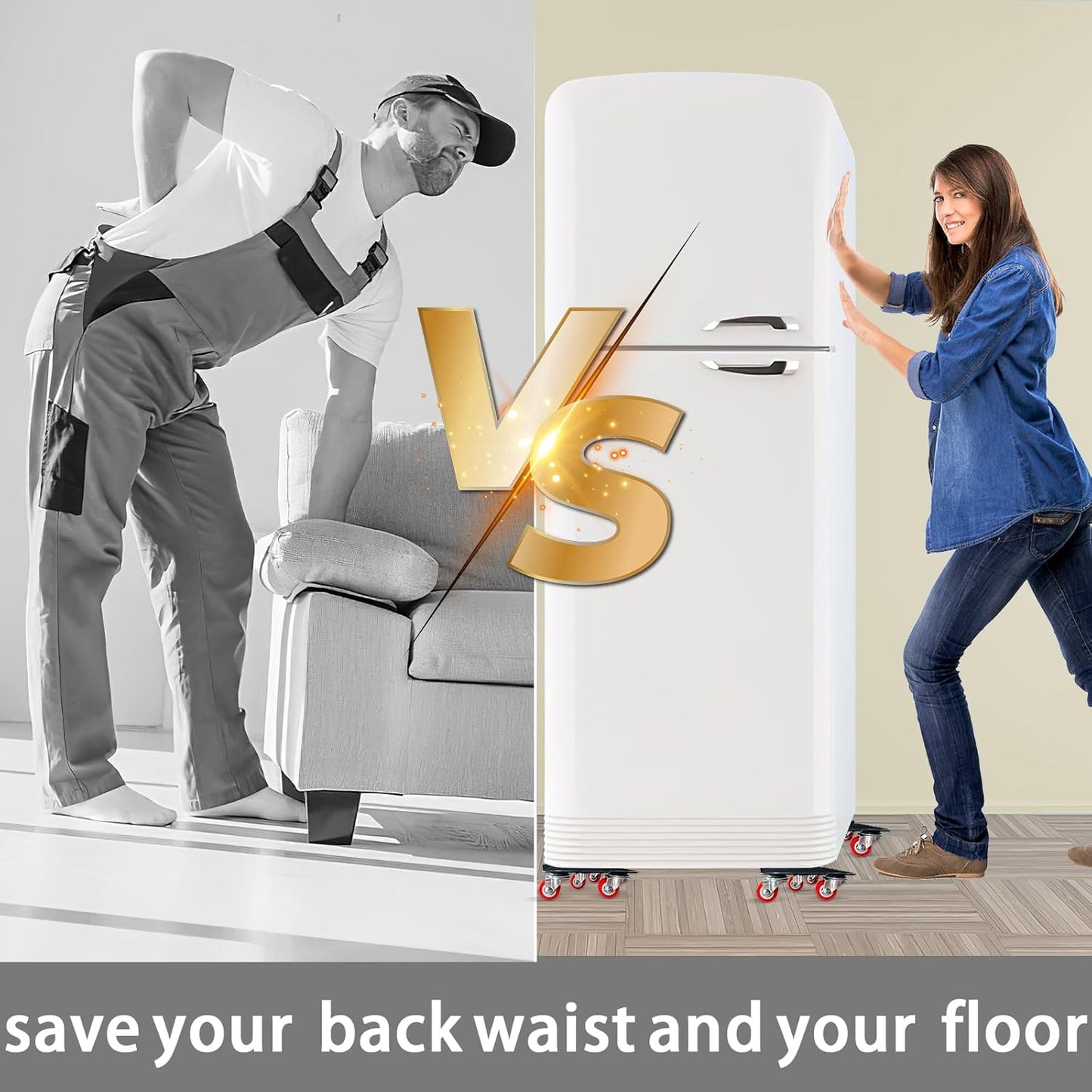 Furniture-Dolly-Furniture-Movers with-5-Wheels, Furniture Sliders Lifters Tool Set for Moving Heavy Duty, Furniture Dollies, Max Capacity 1650Ib Red