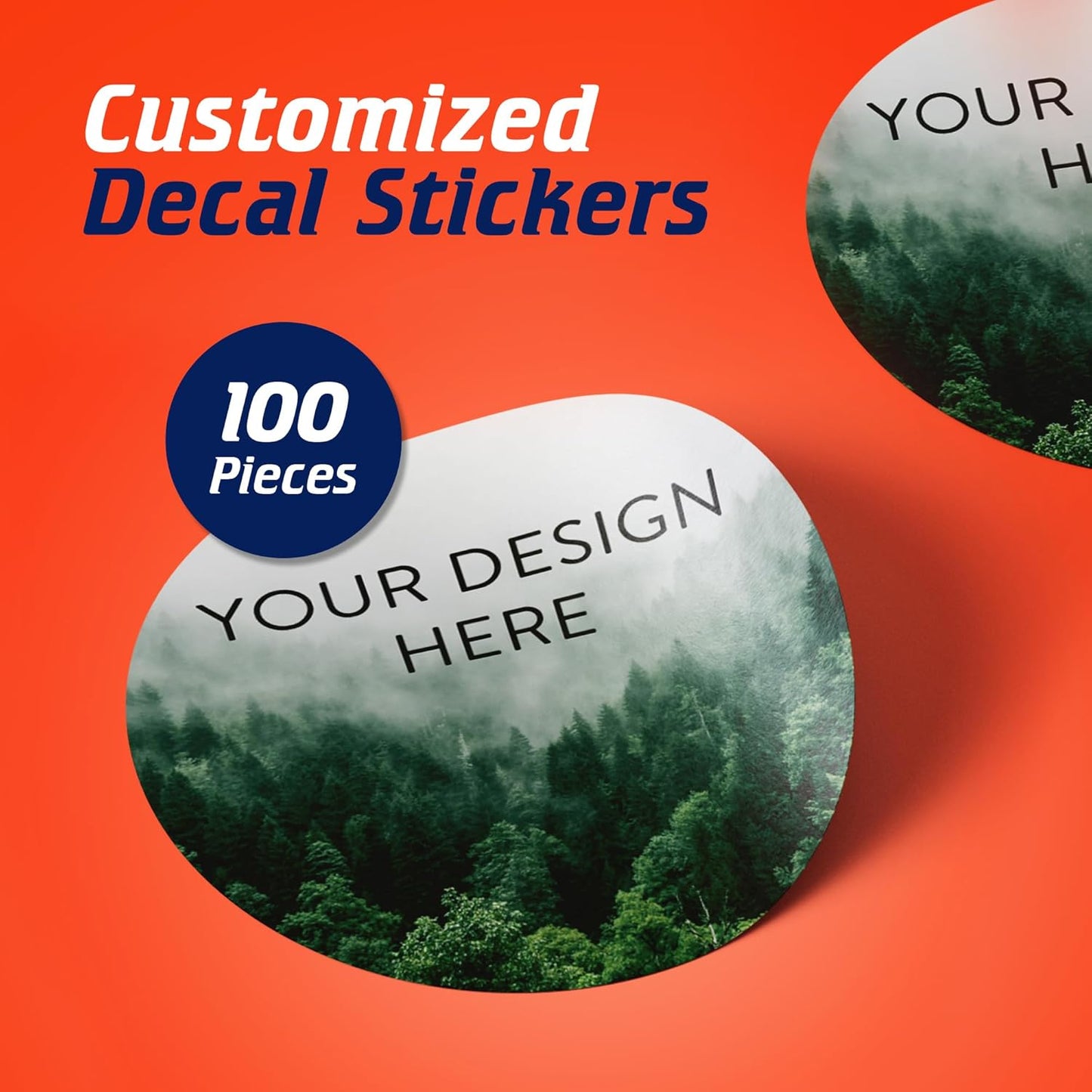 100 Custom Vinyl Stickers - Upload Your own Image, Text, Design, Logo - Personalized Logo Labels for Handmade, Packaging, Bottle, Jars, Candle, Brand Stickers (Foggy Valley, 3x3)