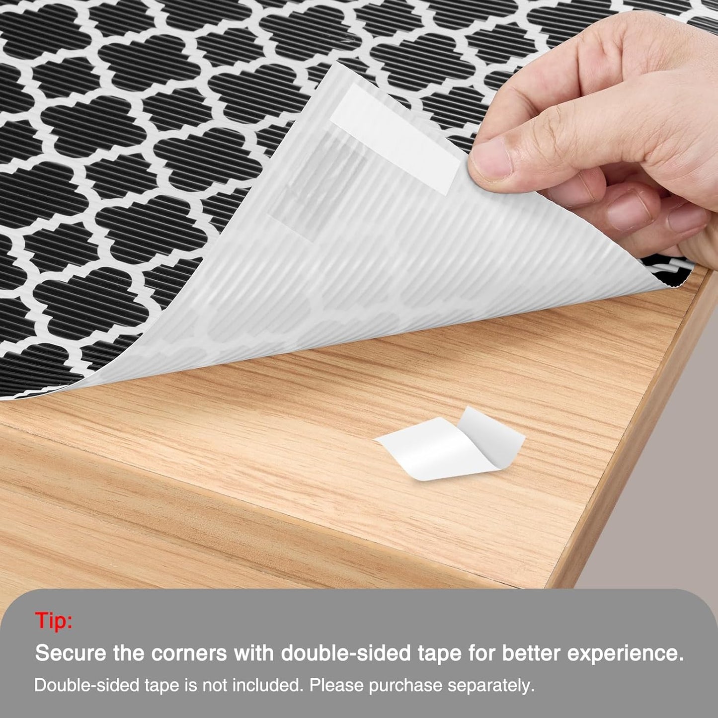 Glotoch Shelf Liners for Kitchen Cabinets 12” x 20 ft, Non Slip Drawer Liner, Waterproof Cabinet Liner for Wire/Pantry/Closet/Dresser-Non Adhesive, Heavy Duty, Quatrefoil, Black&White