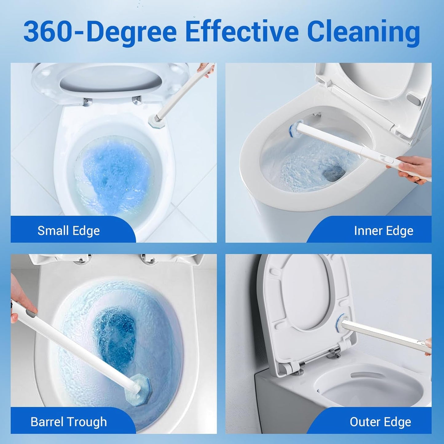 50 Counts Disposable Toilet Bowl Wand Refills, 5X Cleaning Power Toilet Cleaner Refill Pads, Deep Cleaning, No Falling Apart, Fresh Fragrance, Compatible with Most Toilet Brushes