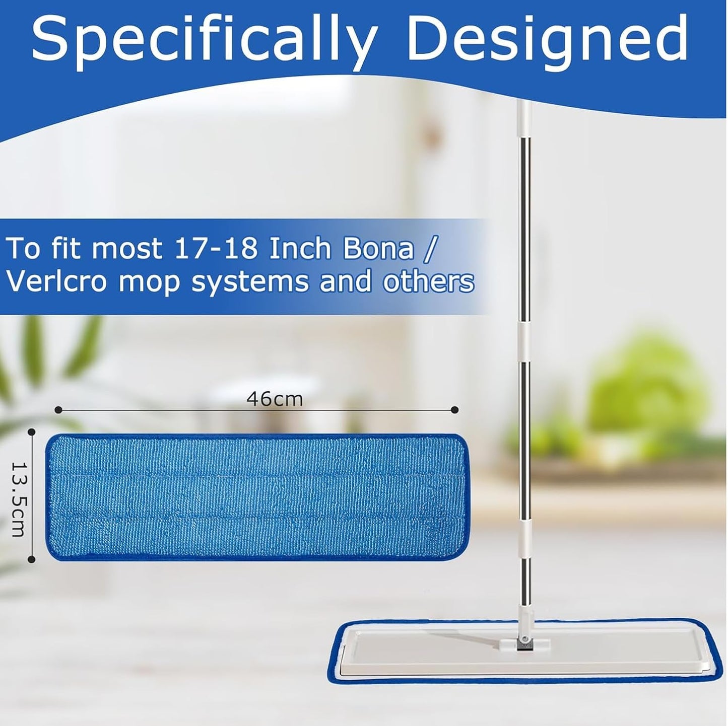 12 Pack Microfiber Mop Pad Universal Commercial/Industrial/Professional 17-18 Inch Head- Heavy Duty Wet & Dry Cleaning Refills Reusable Mop Refills Fit for Most Bona/Rubbermaid/Flat Mops