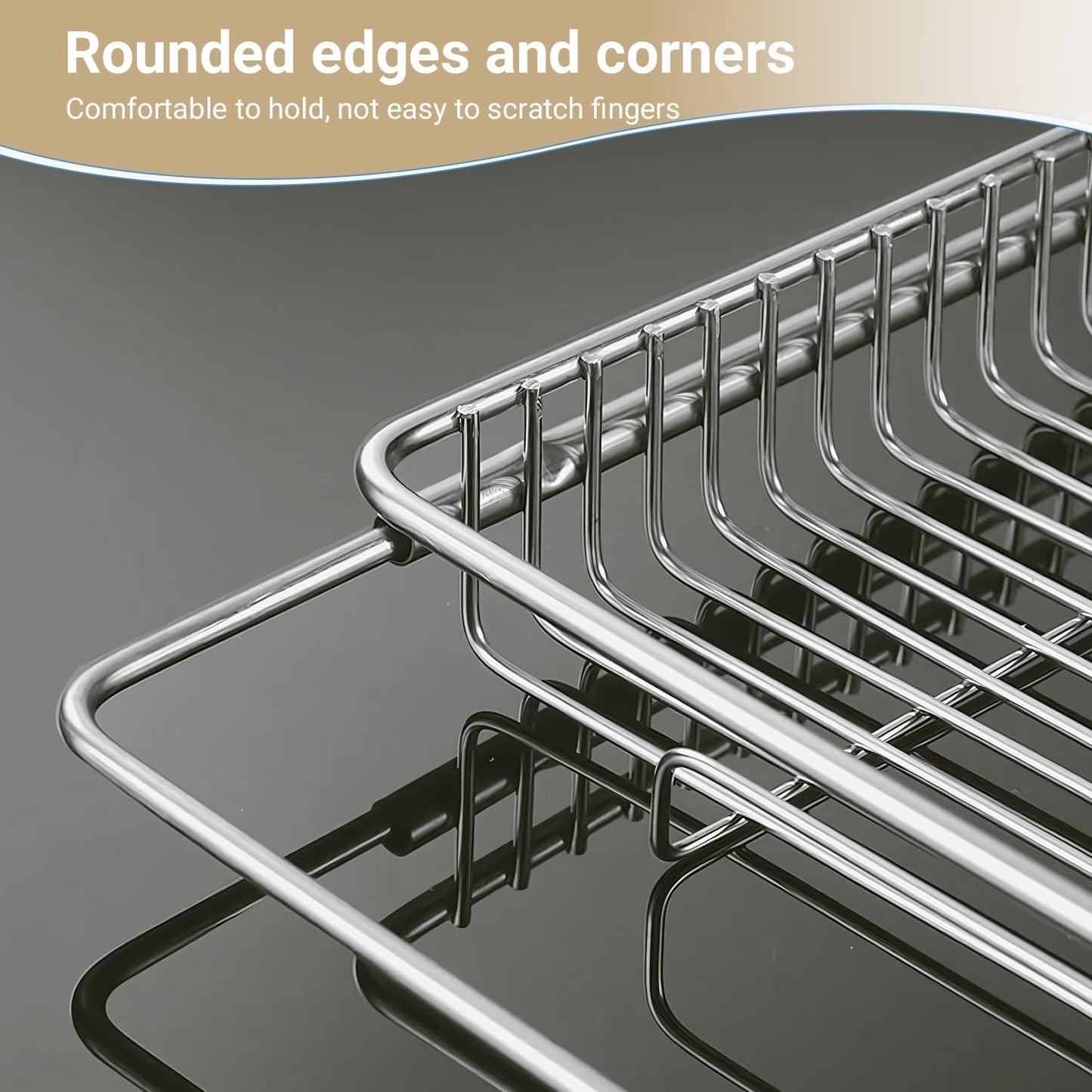 Dish Drying Rack, Stainless Steel Extendable Organizer for Kitchen Counter, Dish Dryer Rack for Inside Sink 304 Stainless Steel Adjustable 16.54" to 31.1" in Sink Dish Drying Rack 1(10.2" x 16.5")