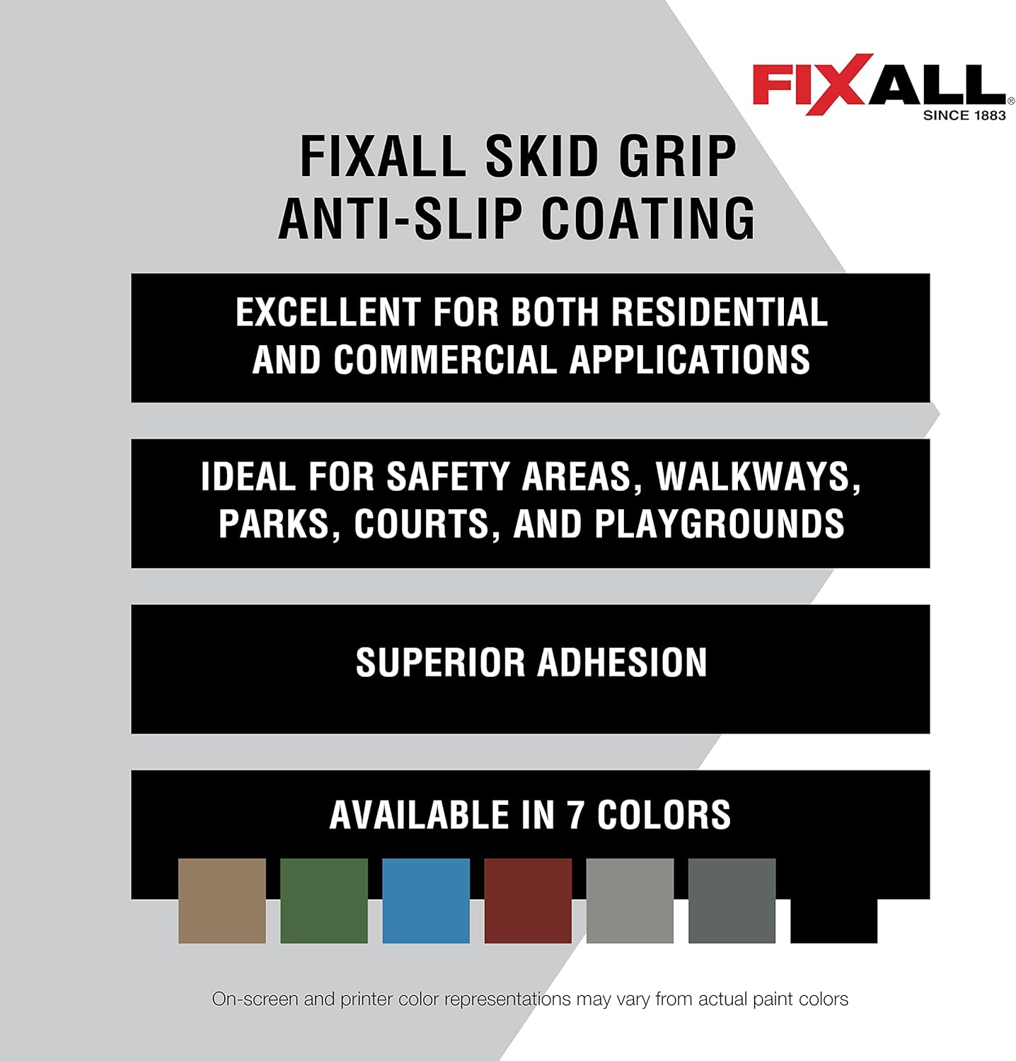 FIXALL Skid Grip Anti-Slip Coating, 1 Gallon, Emerald, Exceeds ADA Standards, Ideal for Safety Areas, Slip-Resistant Pavement, Cement & Concrete Paint