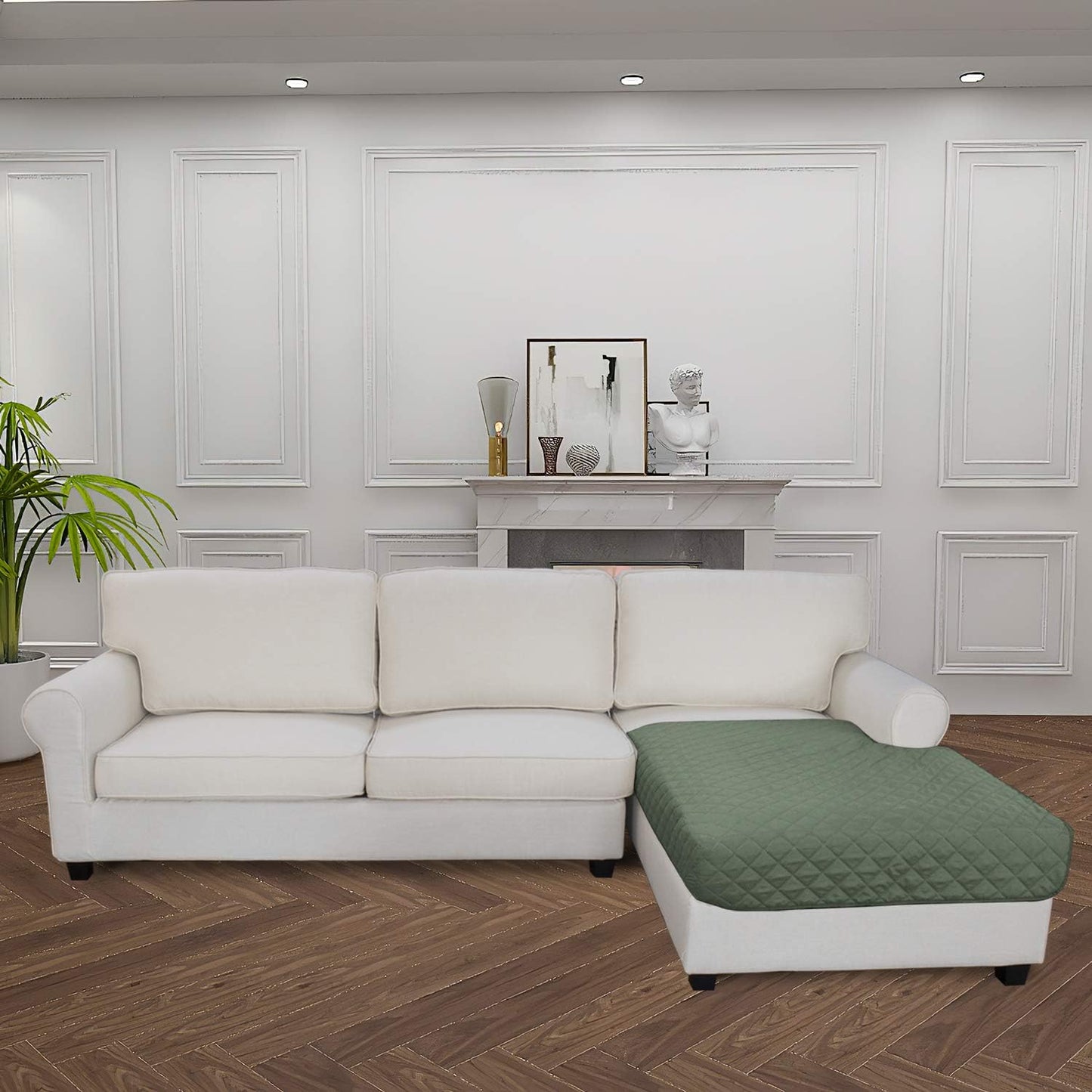 Easy-Going Sectional Couch Covers for Dogs L Shape Sofa Cover Reversible Sofa Slipcover Chaise Lounge Cover Furniture Protector Cover for Pets Dog Cat (42 x 52 inches, Greyish Green/Greyish Green)