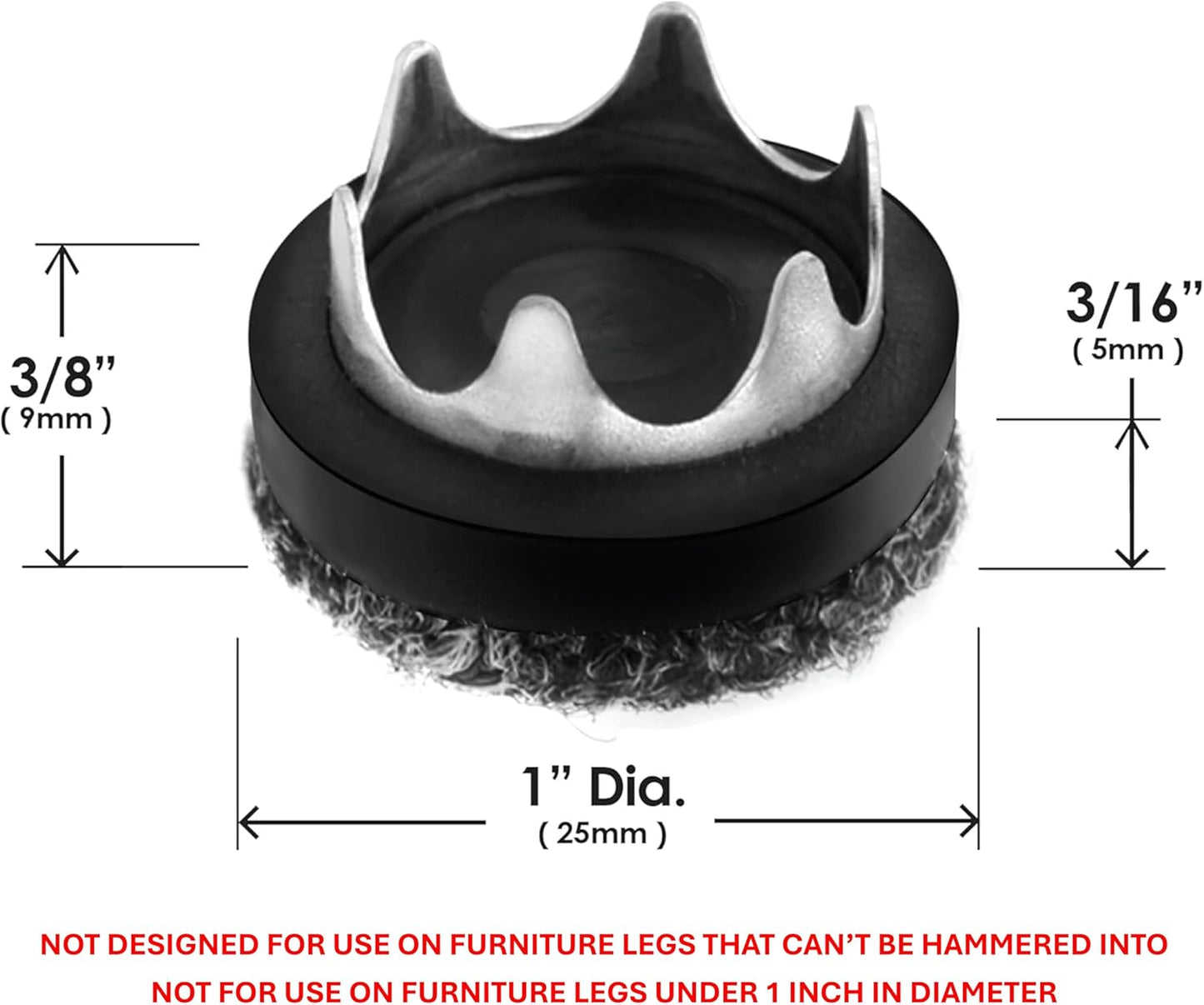 Gorilla Outdoor 1 inch Furniture Feet Floor Protectors/Weatherproof Berber Glides (Set of 8) Hammer On Furniture Pads for Outdoor & Indoor Use