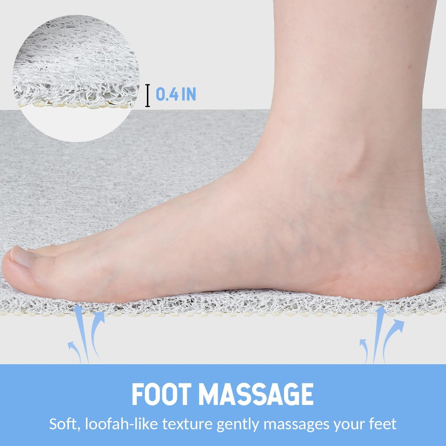 Non-Slip Bathtub Mat, 2 Pack Anti Slip Shower Mat, Fast Drying Bathtub Mats, Foot Scrubber Mat, Anti Slip Mat for Tub, Floor, Bathroom, Kitchen, Home, Hotel (White 24"×16"+24"×16")