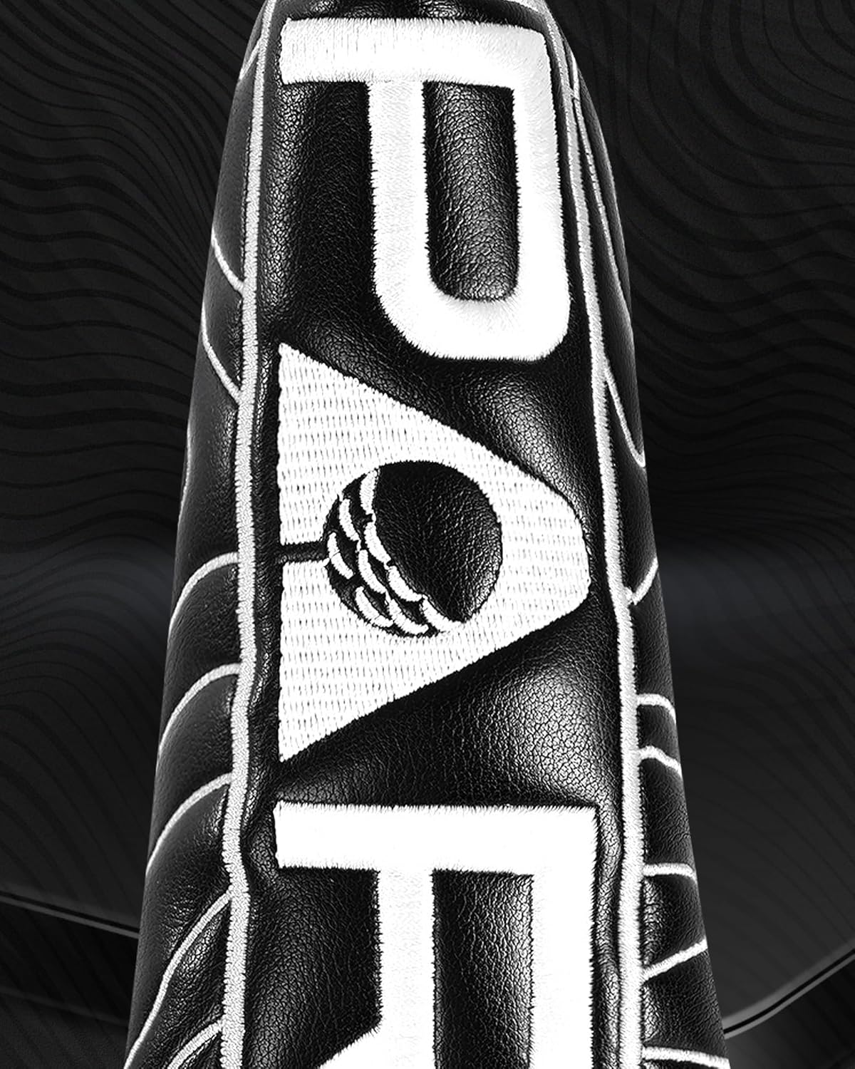 Big Teeth Golf Club Covers Full Set Driver Headcover Fairway Wood Hybrid Golf Club Iron Head Covers, Topographic Edition Putter Cover Leather Golf Head Covers Pure Black, Gifts for Men