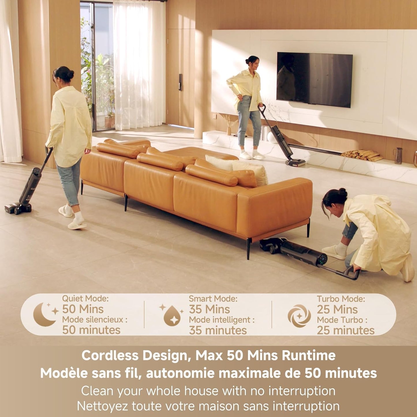 DREAME H12 FlexReach Vacuum Mop, 0 Tangle Wet Dry Vacuum Cleaner, Cordless Vacuum Mop All-in-One for Hard Floors, 180° Lie-Flat Floor Cleaner Machine with 194°F Hot Self-Cleaning, 50Mins Runtime