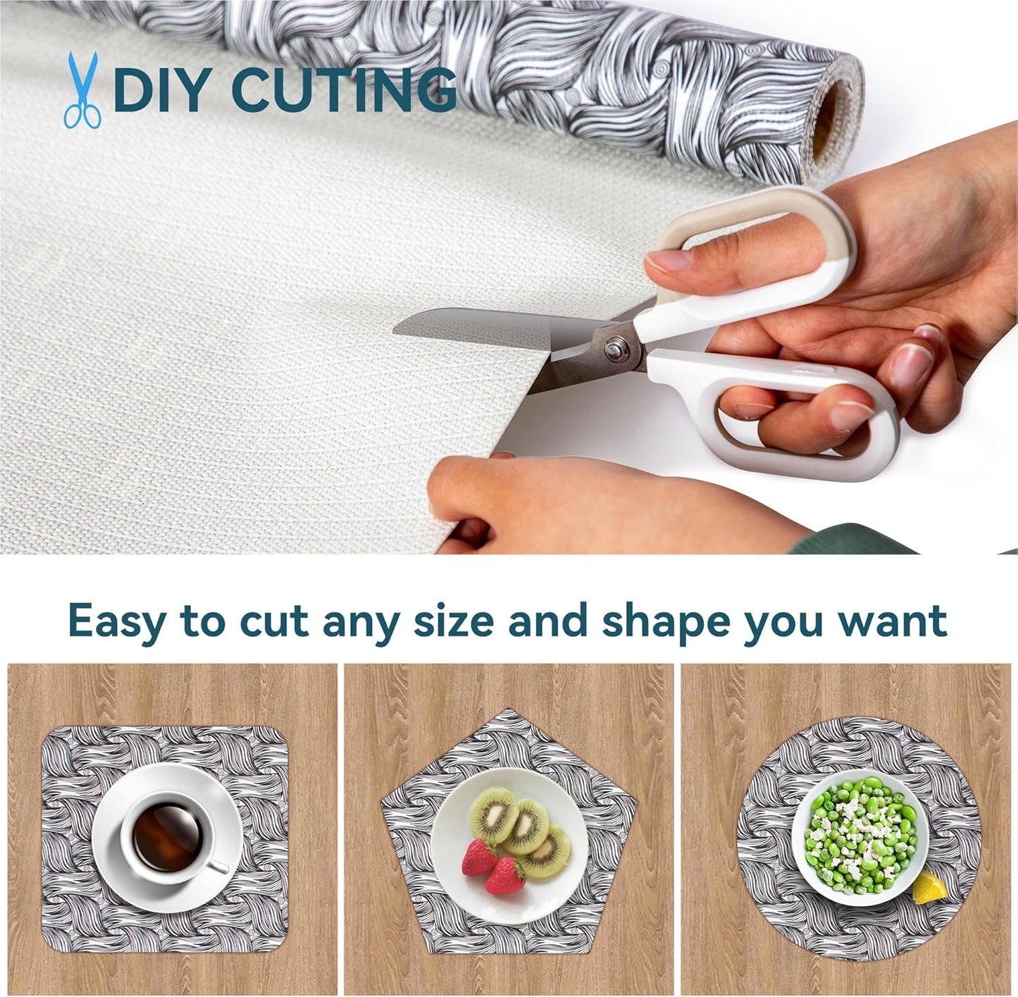 Black 12 x 360 Inch Shelf Liner for Kitchen Cabinets Non Adhesive Kitchen Drawer Liner, Waterproof Shelf Liner Durable Anti-Slip for Kitchen Cabinets Shelf Liner