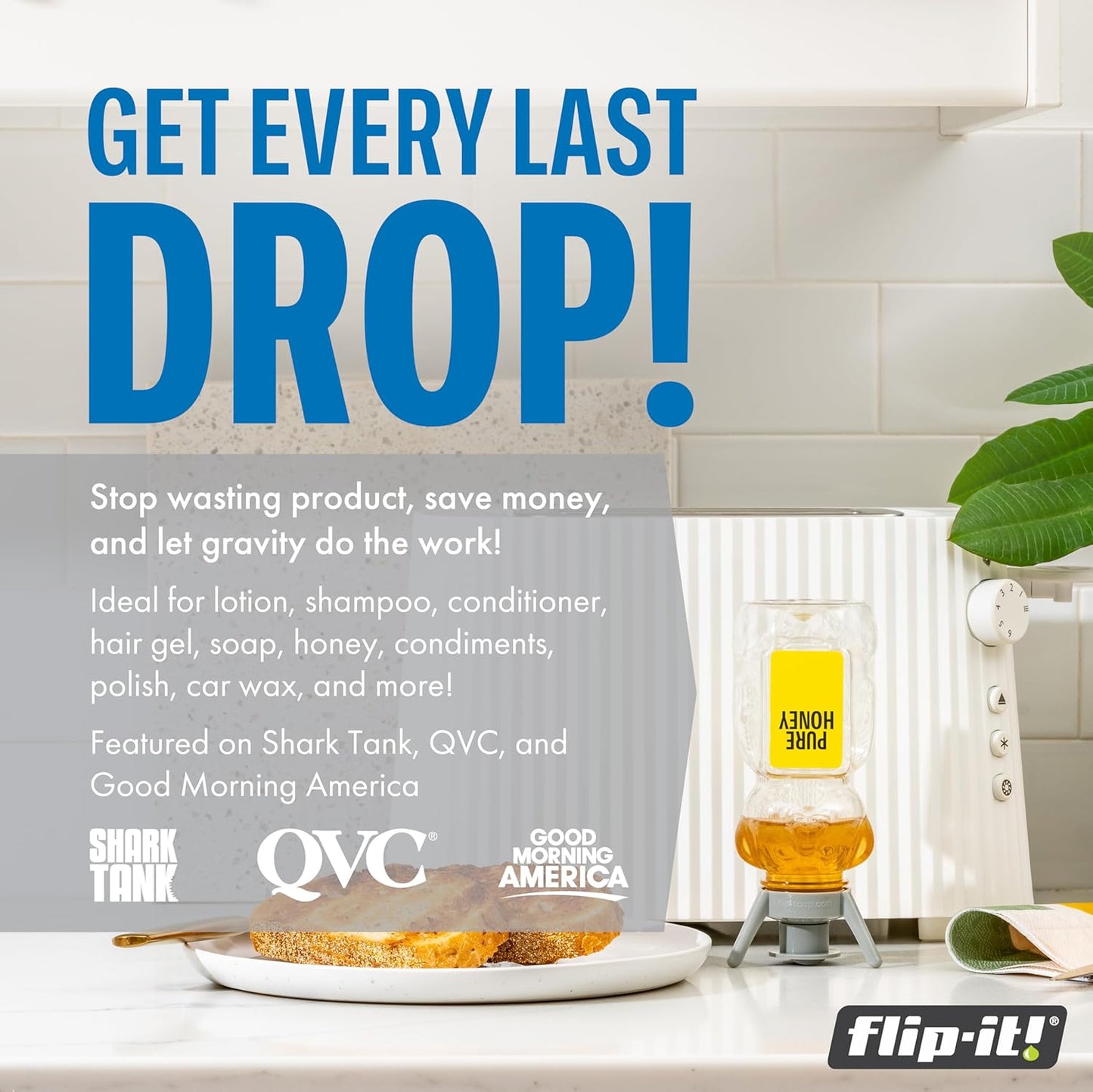 Flip-It! Bottle Emptying Kit – 6 Bottle Pack - No more wasted product - Fits most plastic bottles – 6 Base Caps, 6 Adapters – Pastel Color Edition