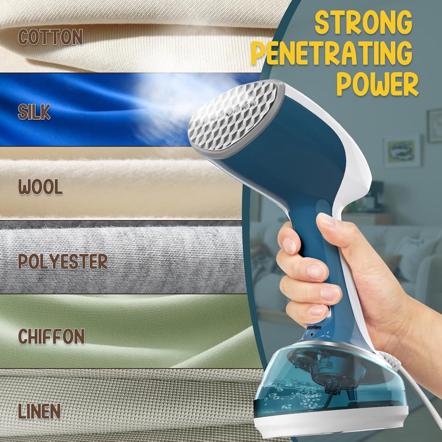 Handheld Steamer for Clothes 1200W, Clothes Steamer with Large 360ml Water Tank, Fast Wrinkle Remover Portable Garment Steamer, Ideal for Home, Office, Travel, Blue