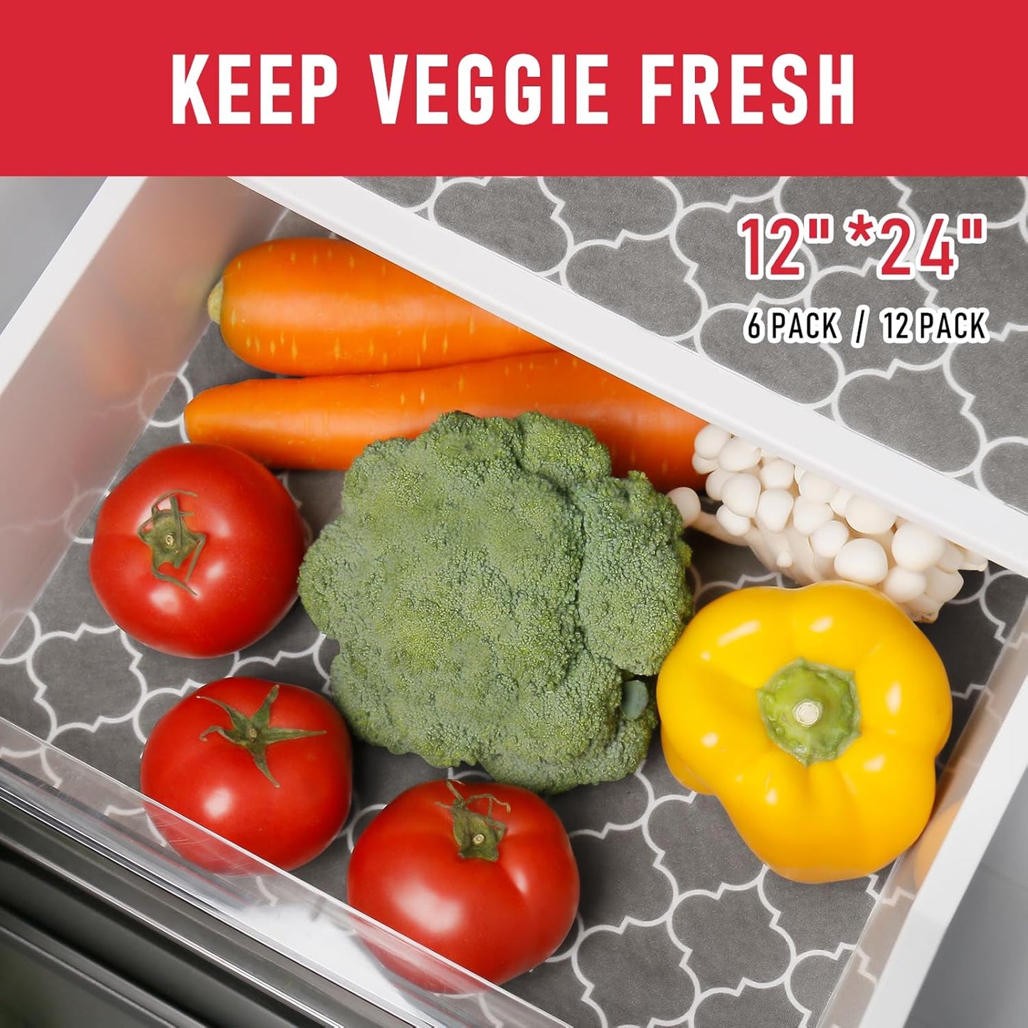 Cooyes 2 in 1 Refrigerator Liners & Fresh mats for Fridge Drawer and Glass Shelves, Absorbent Fridge Liners Washable, BPAfree Cloth Shelf Paper - Keep Produce Fresh Longer