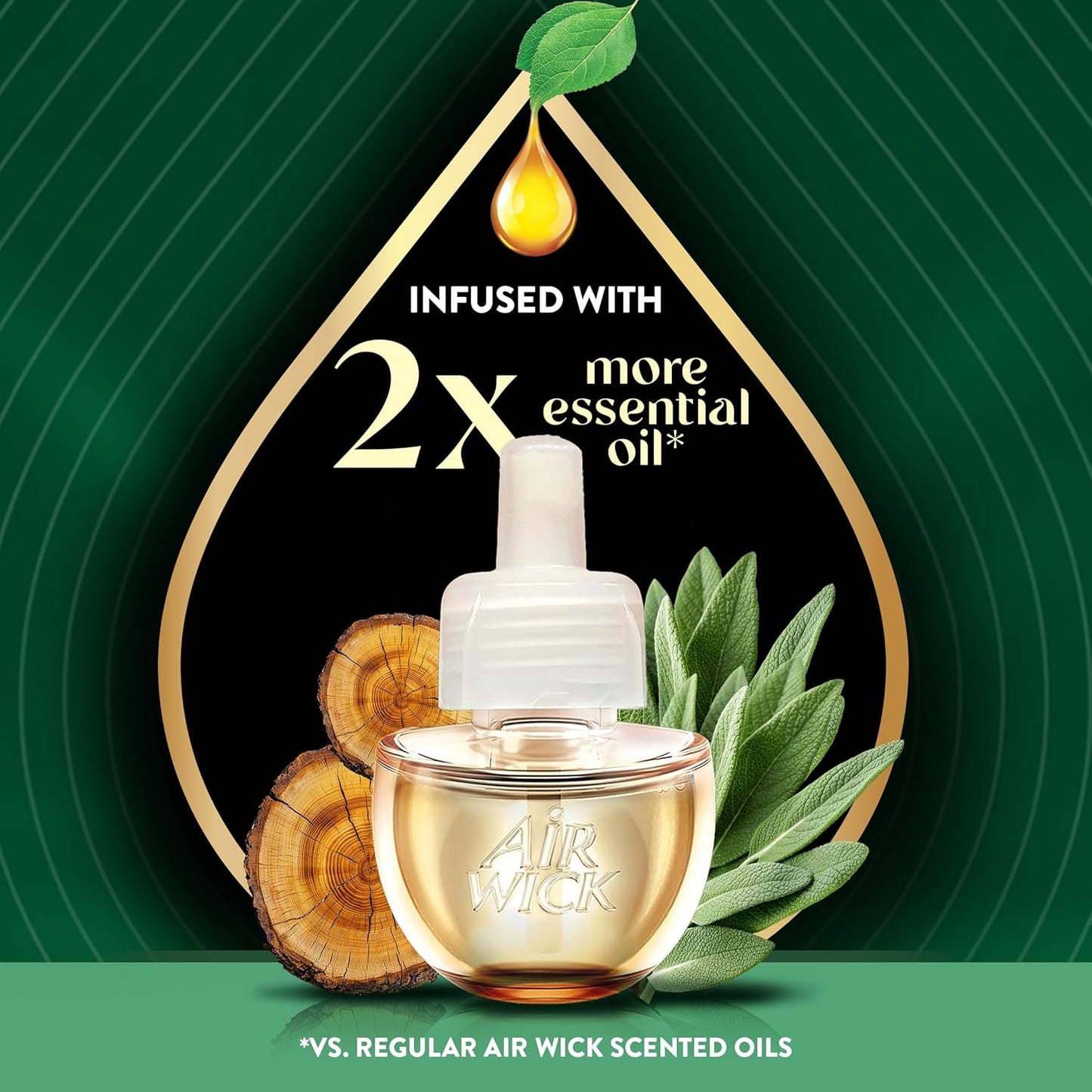 Air Wick Plug in Scented Oil Refill, 5ct, White Sage & Mahogany, Air Freshener, Essential Oils