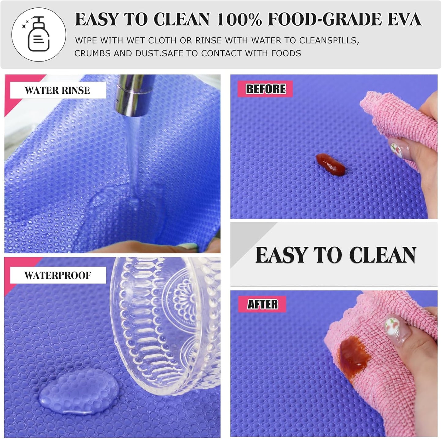 10Pcs Refrigerator Liners, Washable Fridge Liner Shelf Mats Refrigerator Pads for Cupboard Cabinet Drawer Home Kitchen Accessories Organization (Purple)