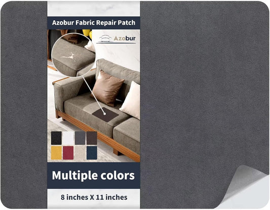 Azobur Velvet Repair Patch,Self-Adhesive Rectangular Flannel Fabric Patch,Multicolor Available Anti Scratch Velvet 8X11 Inch Peel and Stick for Sofas, Automotive Interior, Handbags,and Pillow (Gray)