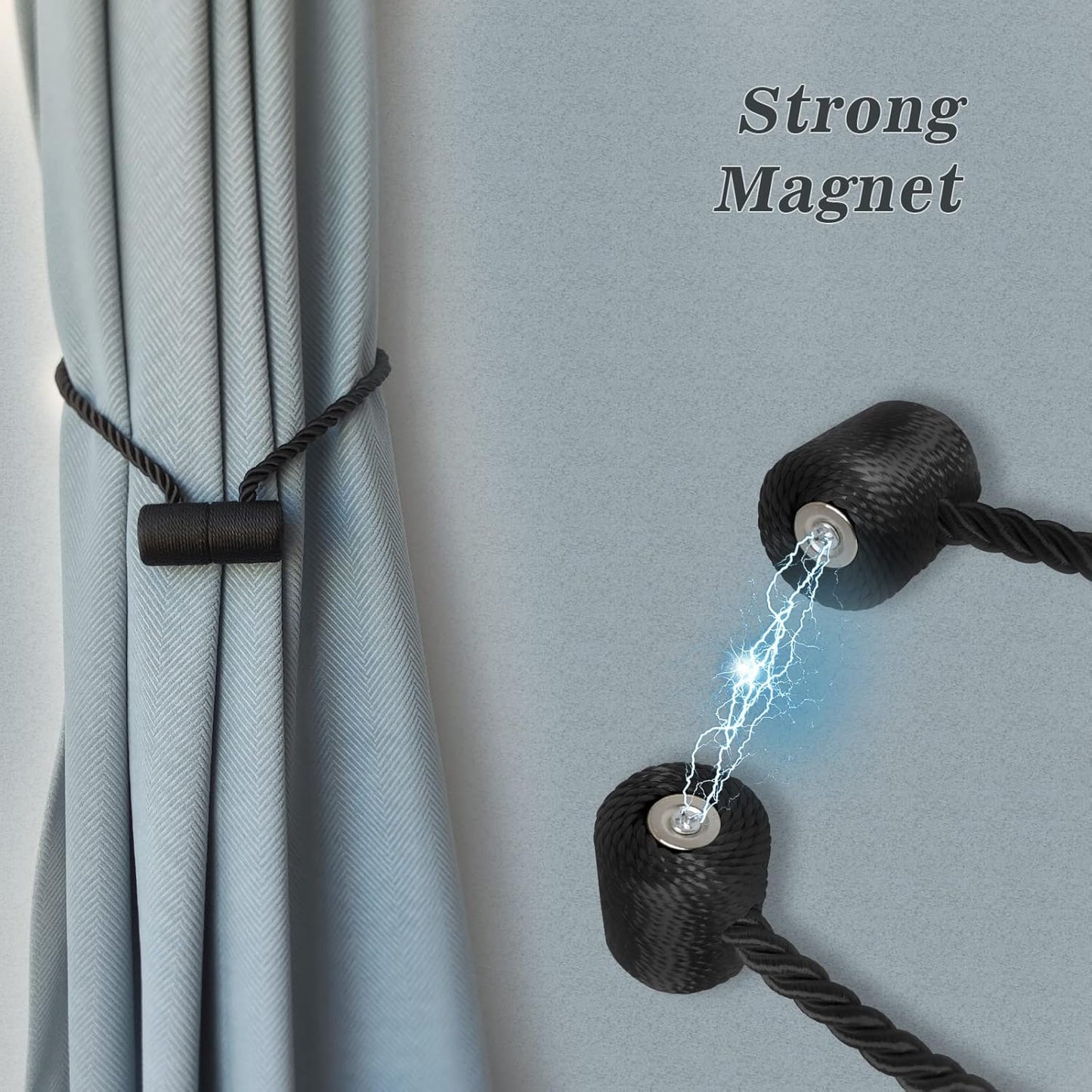 Hion Magnetic Curtain Tiebacks Dark Brown 2pcs, Curtain Tiebacks Buckles Holdbacks Holders Hooks Clip for Home Bedroom Office Decorative Curtain