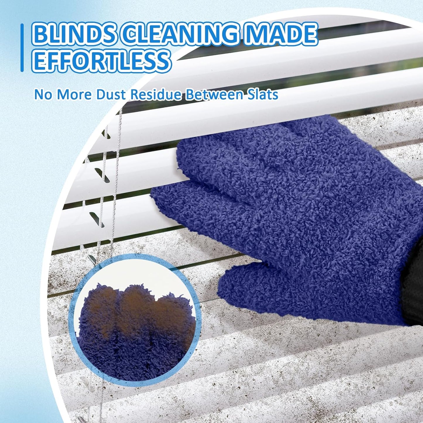 MIG4U 2 Pairs Microfiber Gloves - Dusting Gloves for House Cleaning - Washable Blind Cleaner Duster Tool (Navy,S/M)