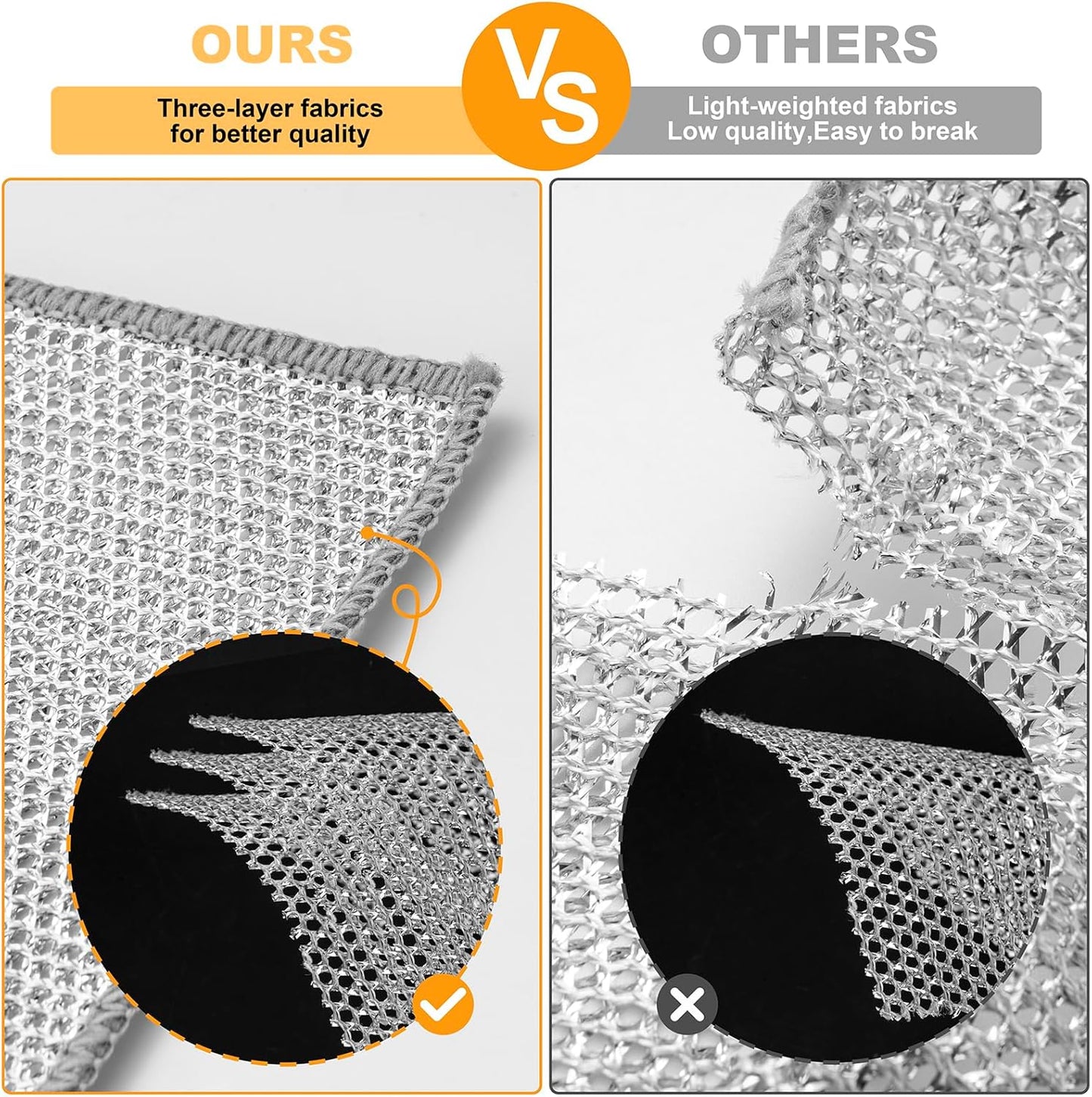 Inkhut Non Scratch Wire Dishcloth, Multipurpose Wire Dishwashing Rag for Wet and Dry, Multifunctional Dish Rags for Washing Dishes, Reusable Steel Wool Scrubber for Kitchen Cleaning