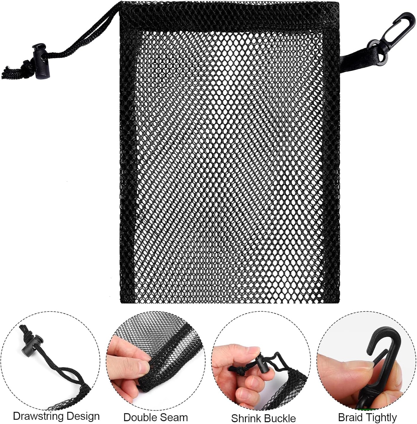 12 Pieces 6 color Mesh Bags with Clips Nylon Mesh Bag Mesh Drawstring Stuff Bag with Cord Lock for Collecting Toys Laundry Sports Gym Beach Travel