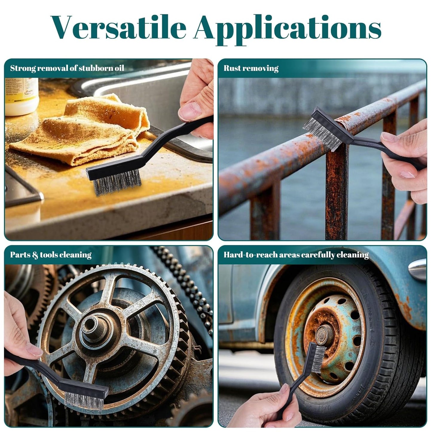 20 Pcs Mini Wire Brush Stainless Steel Brush Set, Curved Handle Masonry Brush Wire Brush for Cleaning Welding Slag and Rust