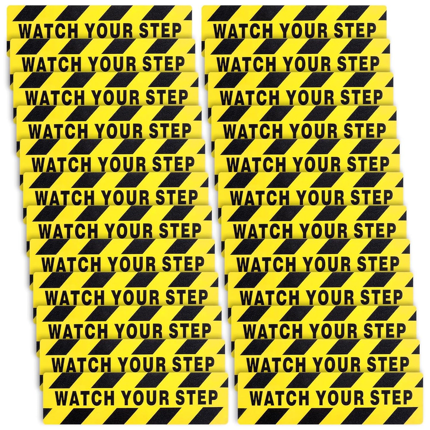 Boao 24 Pieces Watch Your Step Stickers Sign 6 x 24 Inch Caution Watch Your Step Floor Decals Warning Sticker Adhesive Tape Anti Slip Abrasive Tape for Workplace Safety Wet Floor Caution
