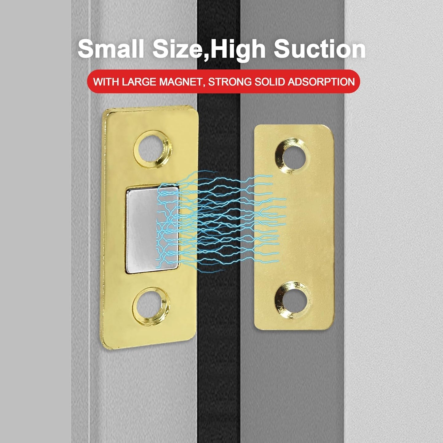 Cabinet Magnetic Catch, 10 Pack Gold Ultra Thin Magnetic Cabinet Door Catch, Adhesive Cabinet Magnets for Kitchen Drawer Cabinet Door Closet, Concealed Strong Magnetic Cabinet Latch