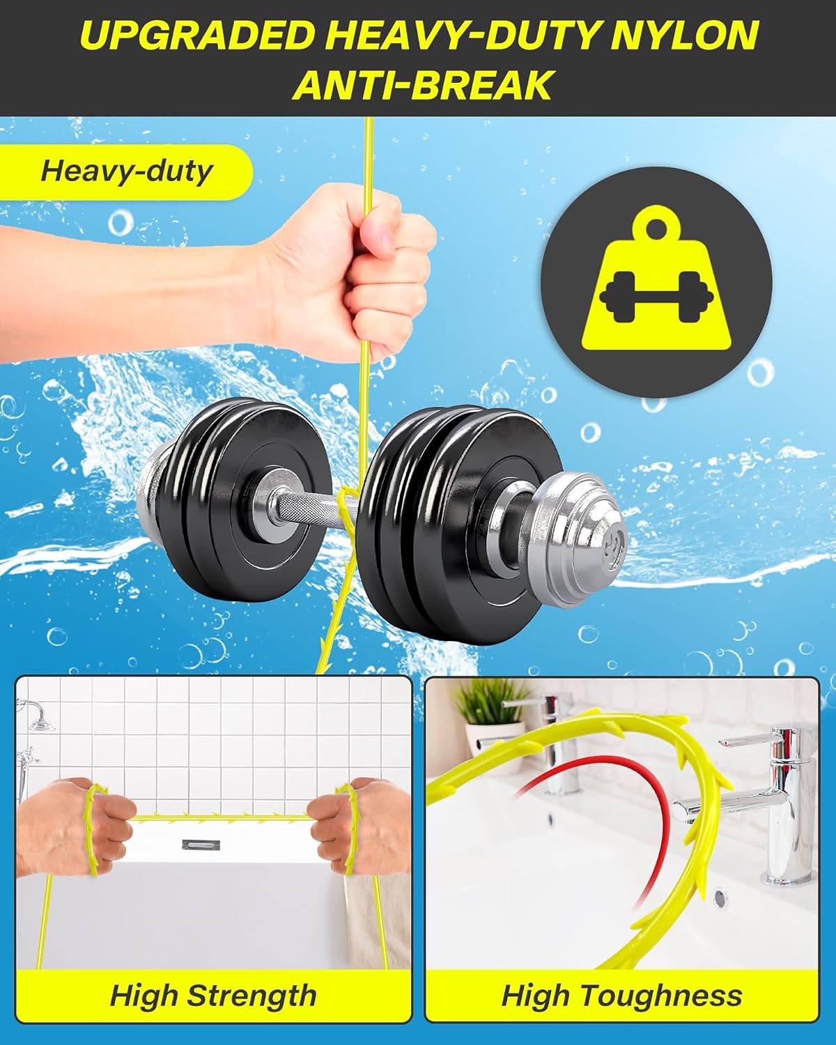 35inch Drain Clog Remover, Drain Cleaner Hair Clog Remover with Rotating Handle and 7 Refills, Drain Hair Remover Plumbing Snake, Easy and Quick Unclog Bathtub Drain, Sink, Shower (7 Pack)