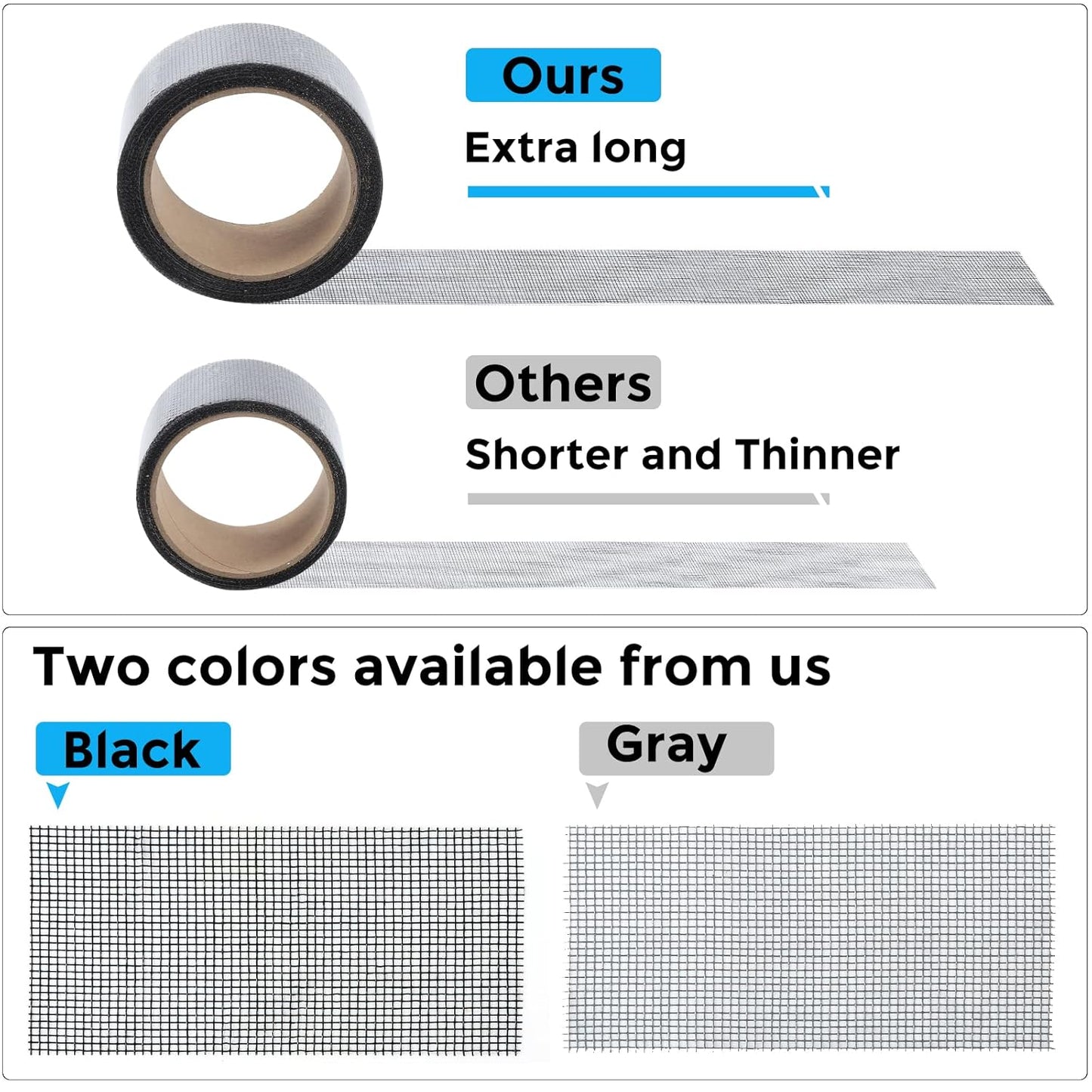 Grey Window Screen Repair Tape, 2IN X 20FT Screen Repair Kit for Windows or Doors, Strong Adhesive Fiberglass Mesh Patch Tape