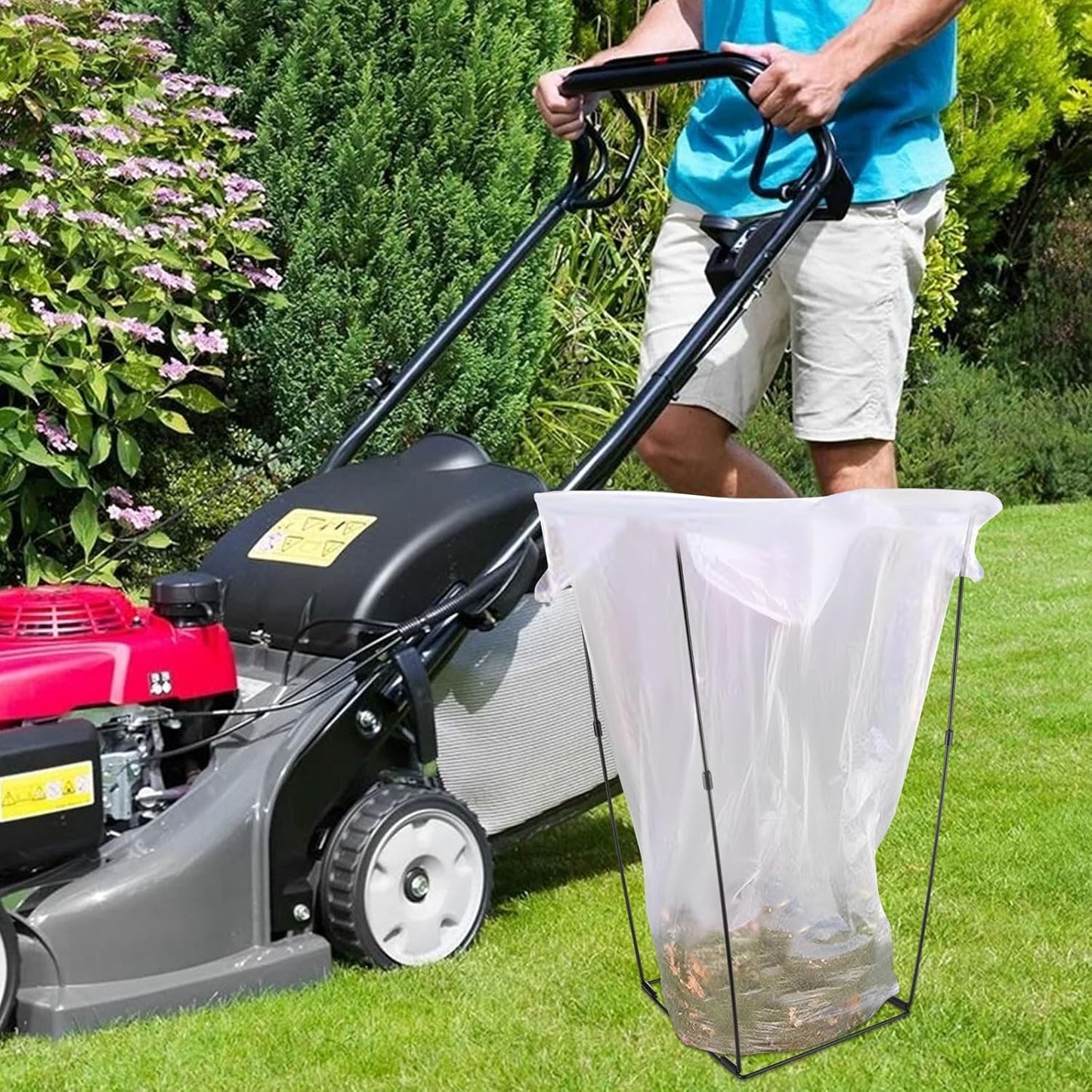 2 Pack Metal Trash Bag Holder, Garden Garbage Bag Holder for 30-45 Gallon Bags for Leaves, Yard Weeding, Camping, Lawn Party - Multi-Use Outdoor (Black with 8 clips)