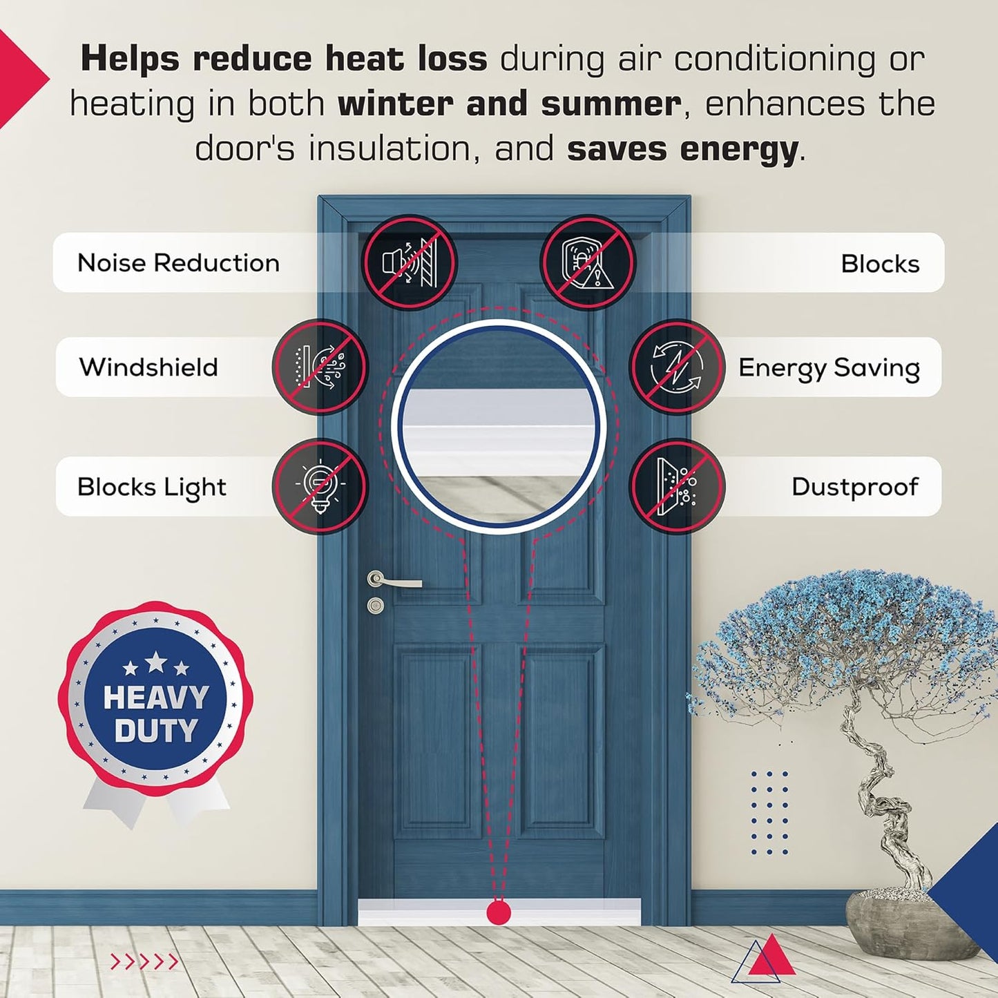 Adhesive Backed Door Draft Stopper – Silicone Under Door Sweep for Interior & Exterior Doors, Noise & Air Insulation, Self Stick Weather Stripping Door Seal, 2" W x 39" L (Clear) by Randall Mfg