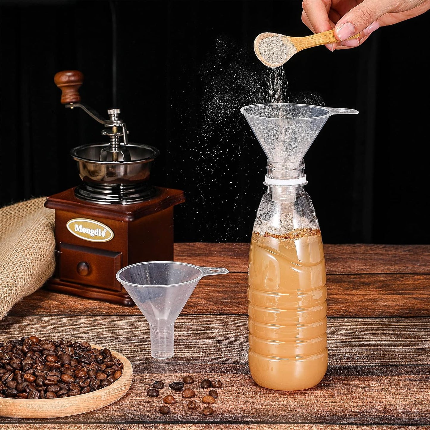 4 Packs Small Plastic Funnel for Filling Small Bottles 2.56 Inch Clear Wide Mouth Plastic Funnel for Filling Water Powder Essential Oils Perfumes Kitchen Bath Garage Use