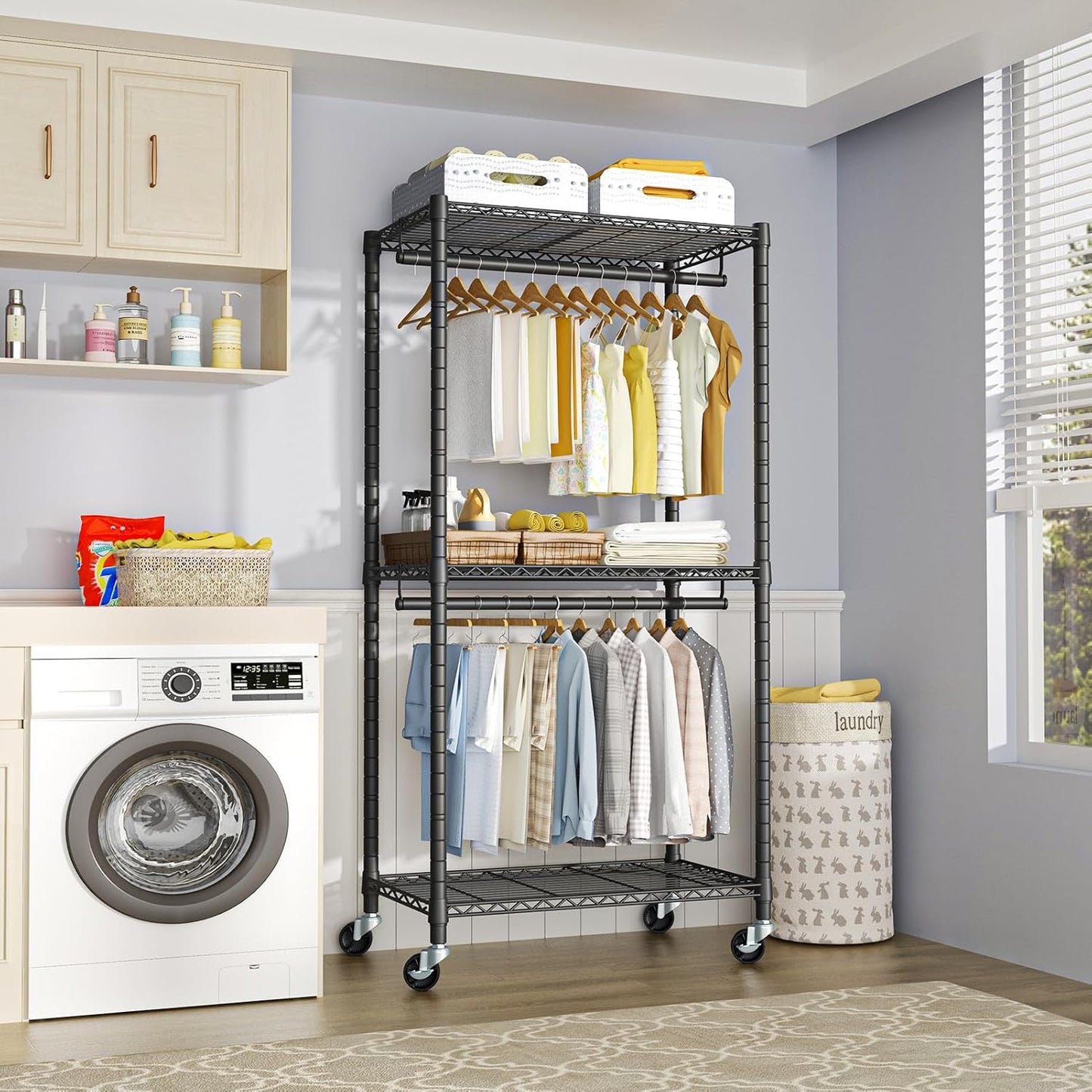 FUTASSI Heavy-Duty Portable Closet, 30"W x 14"D x 76"H, Black, Carbon Steel