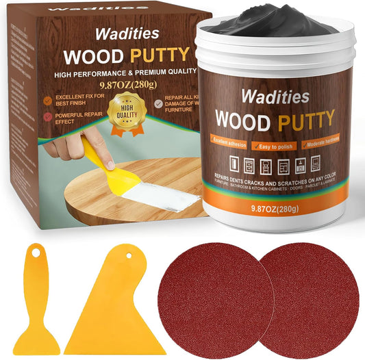 Black Wood Filler, Black Wood Putty, Paintable Stainable Wood Repair Putty, 9.87 Ounce Wood Furniture Repair kit, Quickly Repair Wood Cracks and Holes on Wooden Floor Furniture (Black)