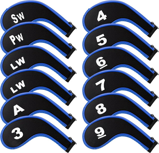 Golf 12pcs Thick Synthetic Golf Iron Head Covers Set Headcover Fit All Brands Callaway Ping Taylormade Cobra Etc. Also Custom Name