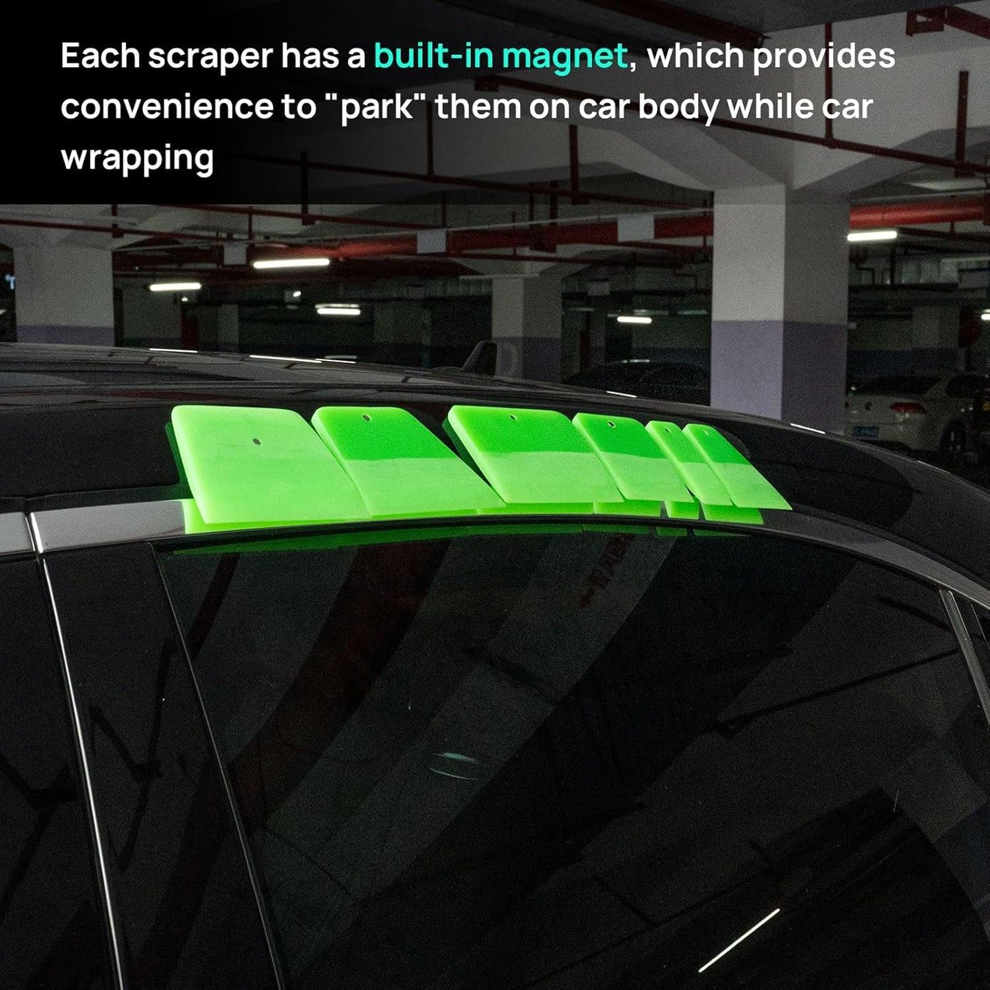 NEWISHTOOL 6 Pcs Magnetic PPF Squeegee Window Tint Tools Auto Car Paint Protection Film Install Tool, Soft Rubber Scraper Application for Windshield and Glass Window Tinting, Cleaning & Bubble Removal