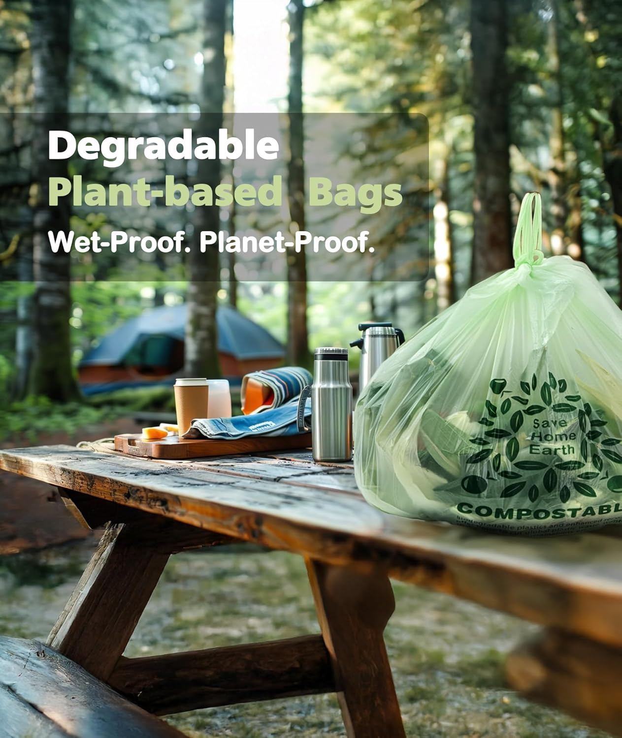 Compostable Trash Bags 8 Gallon with Handle, 30 Liter, 40 Count, AYOTEE Composting Garbage Bags 8 Gallon for Kitchen Food Scrap, Waste Basket Bag，Unscented Medium Trash Can Liners for Office