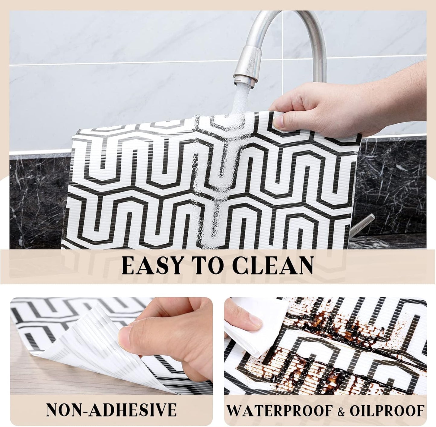 Glotoch Shelf Liner 17.5" x30 ft- Non Adhesive Refrigerator, Kitchen, Drawer Liners, Waterproof and Durable Fridge Table Place Mats for Cupboard, Cabinet, Drawer Liner，White Labyrinth