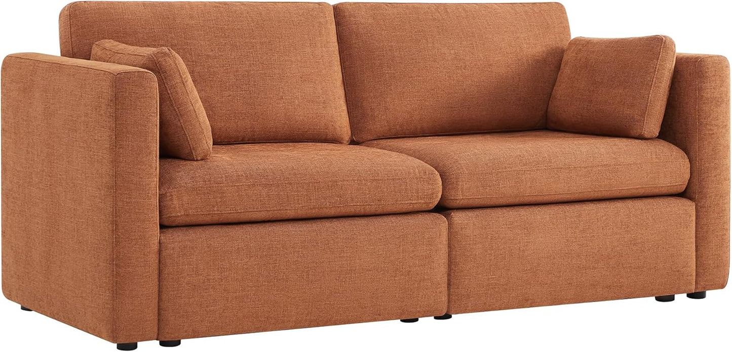 CHITA Small Modular Sectional Fabric Sofa Set, Extra Comfty Loveseat Cloud Couch, FSC Certified Modular Sectional Couch for Living Room, 78 inch Width,2 Seat Modular Sofa, Terracotta